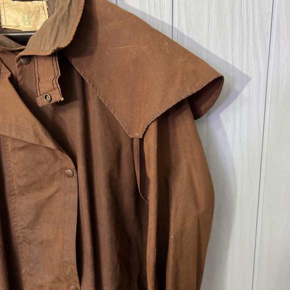 DRIZA-BONE Australian Brown Oilskin &‎ Cotton Deluxe Riding Coat-Size 8 Cowboy - Picture 6 of 12
